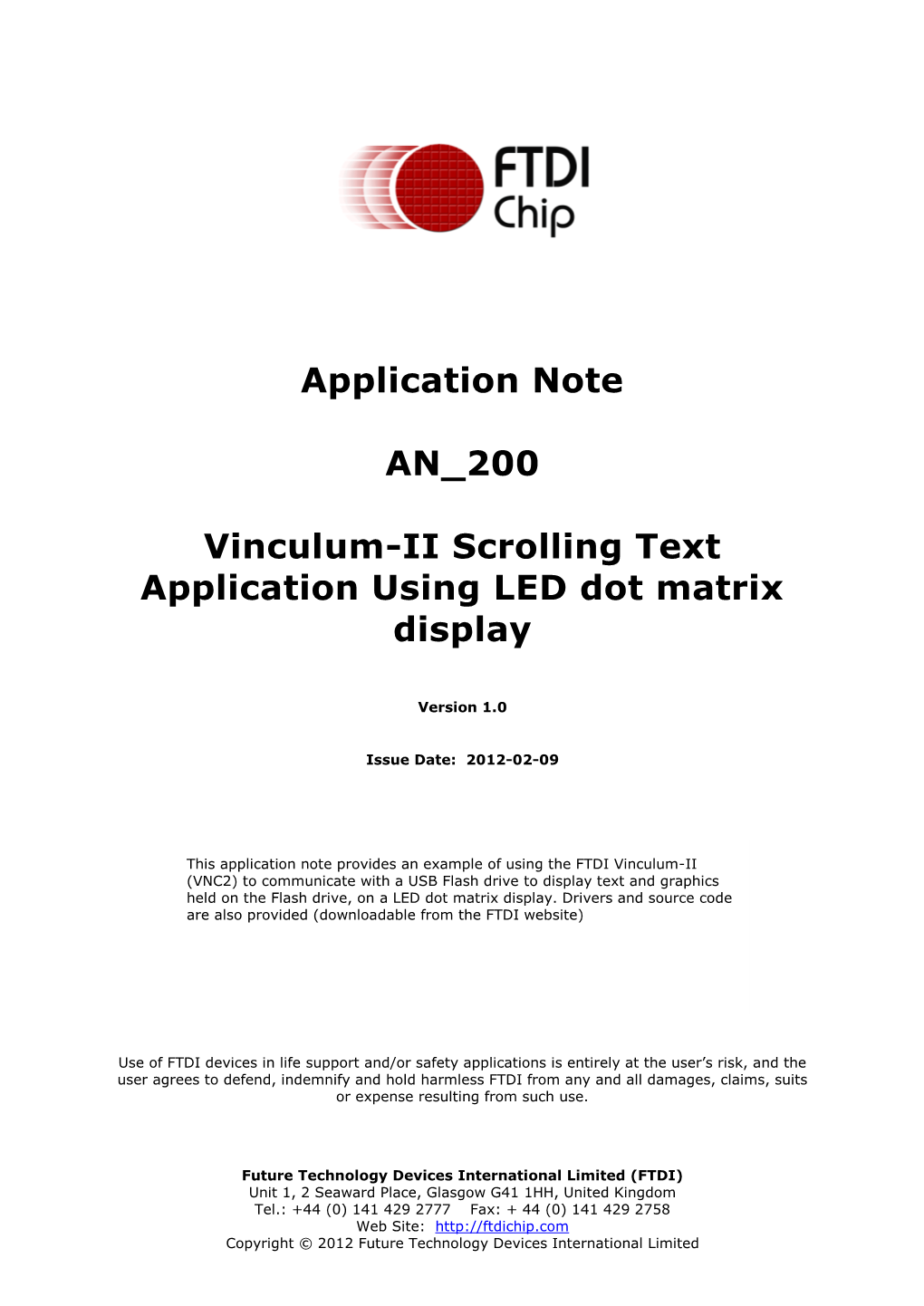 Vinculum-II Scrolling Text Application Using LED Dot Matrix Display