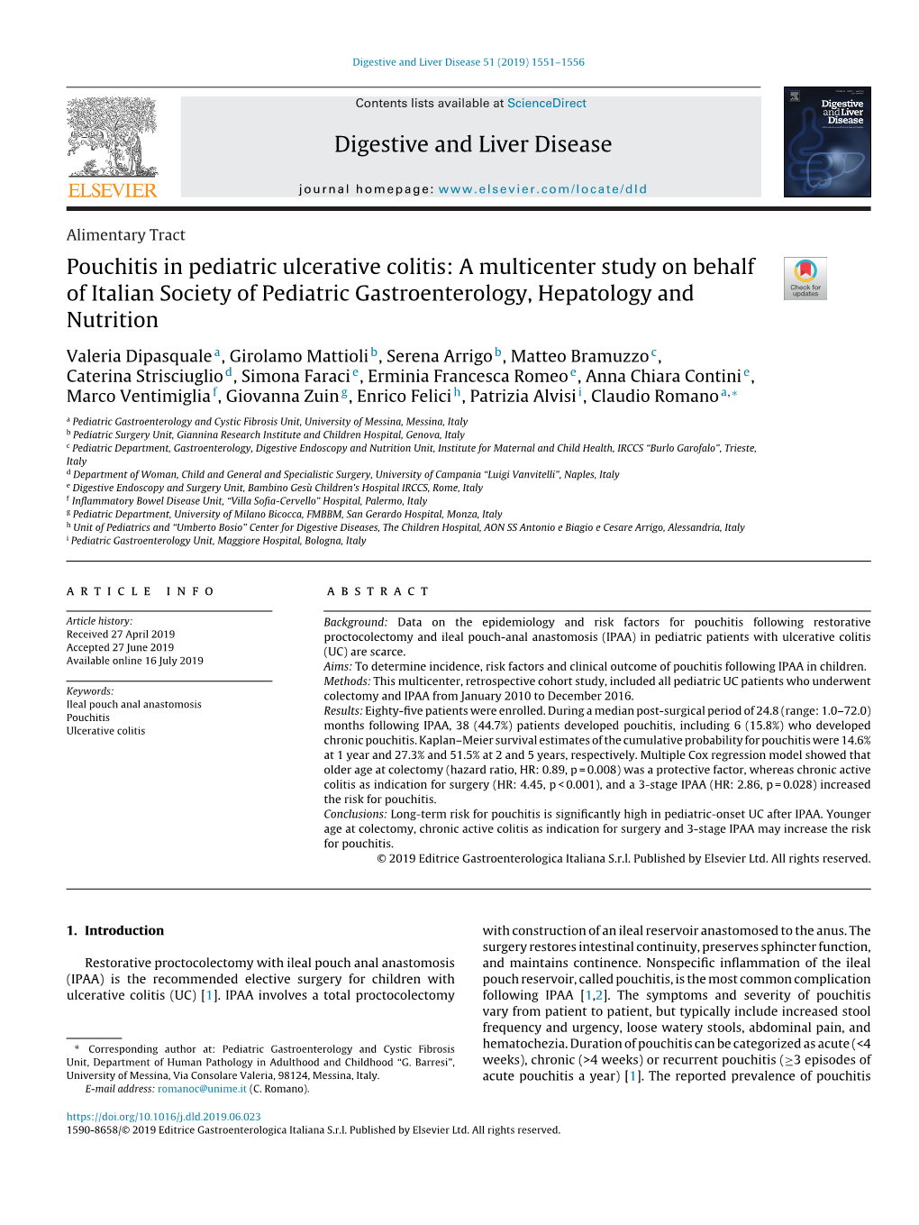 Pouchitis in Pediatric Ulcerative Colitis: a Multicenter Study on Behalf