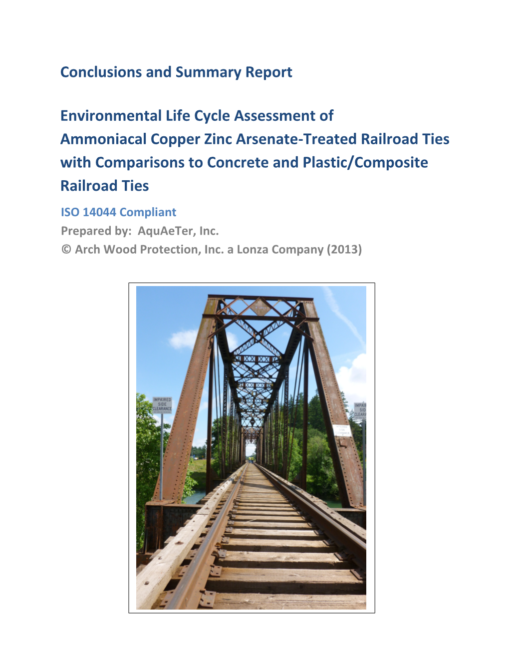 Conclusions and Summaryenvironmental Life Cycle