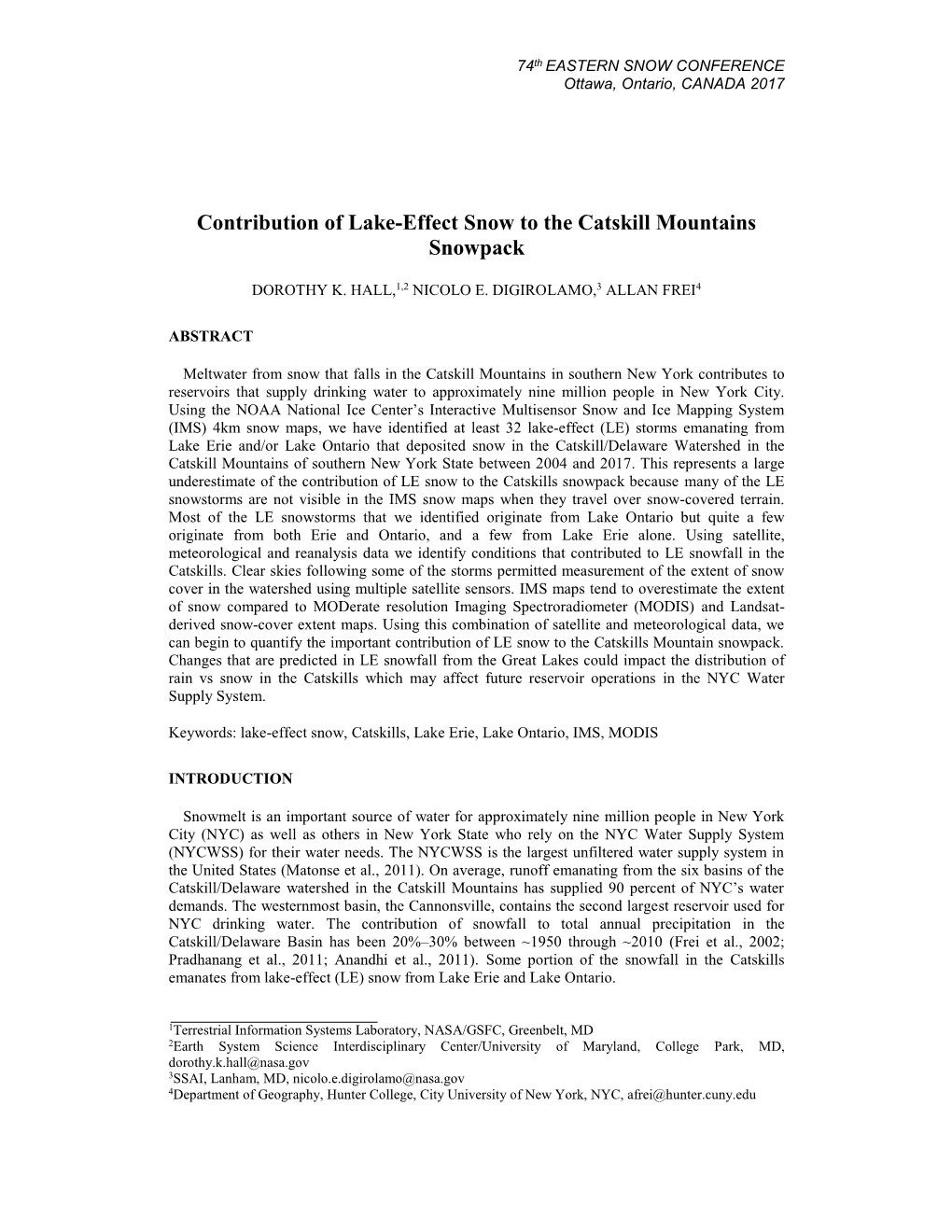 Contribution of Lake-Effect Snow to the Catskill Mountains Snowpack