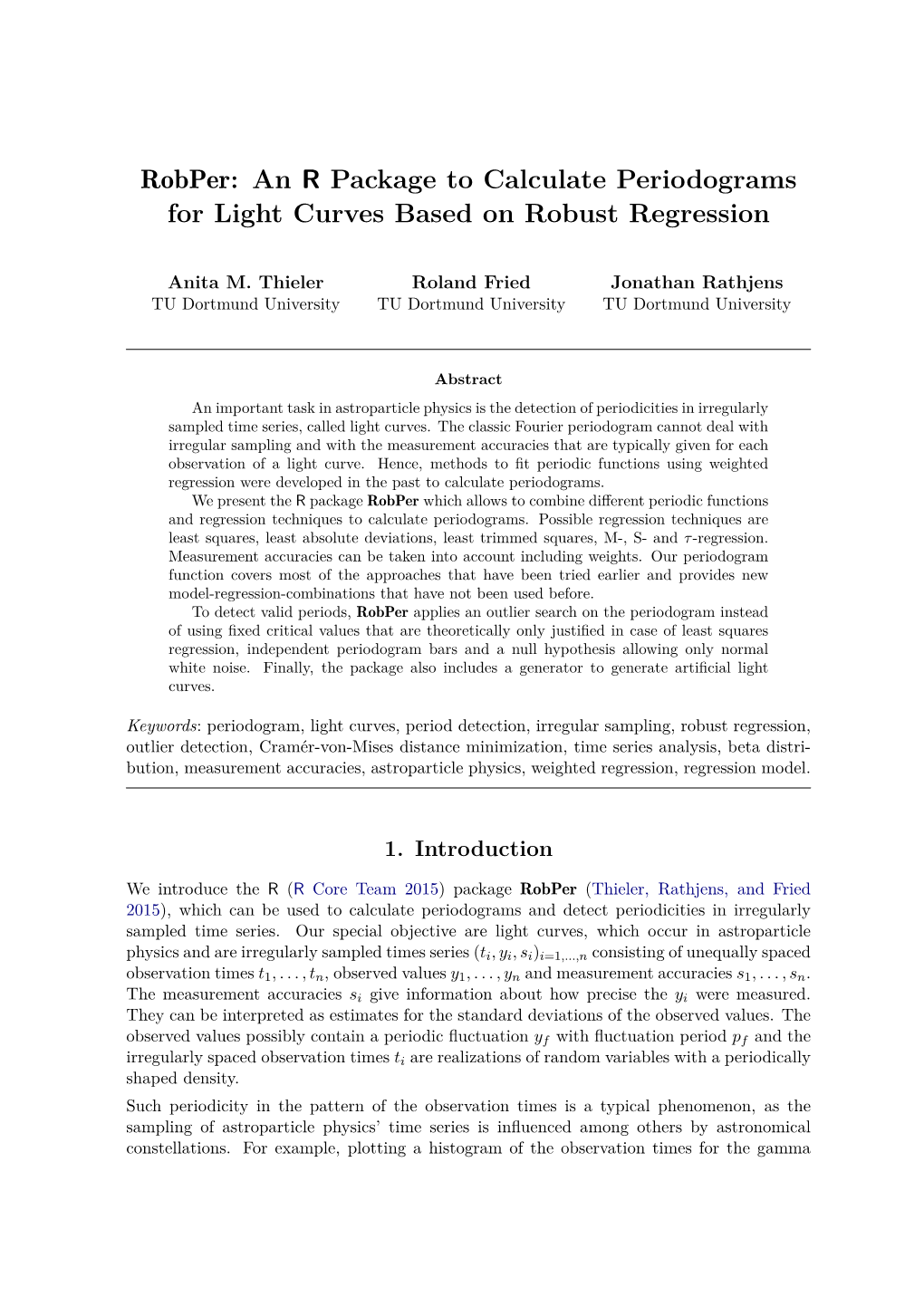 Robper: an R Package to Calculate Periodograms for Light Curves Based on Robust Regression