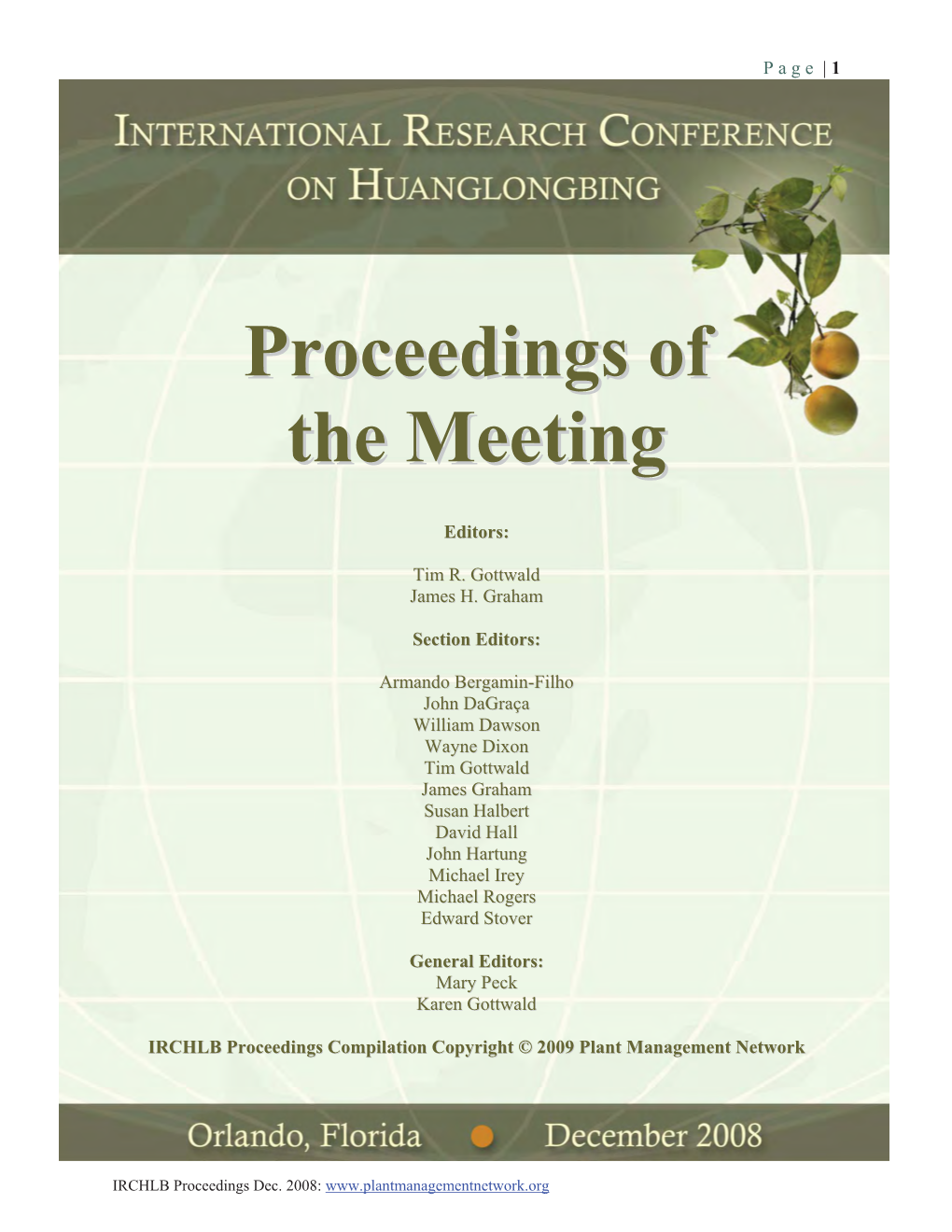 Proceedings of the Meeting