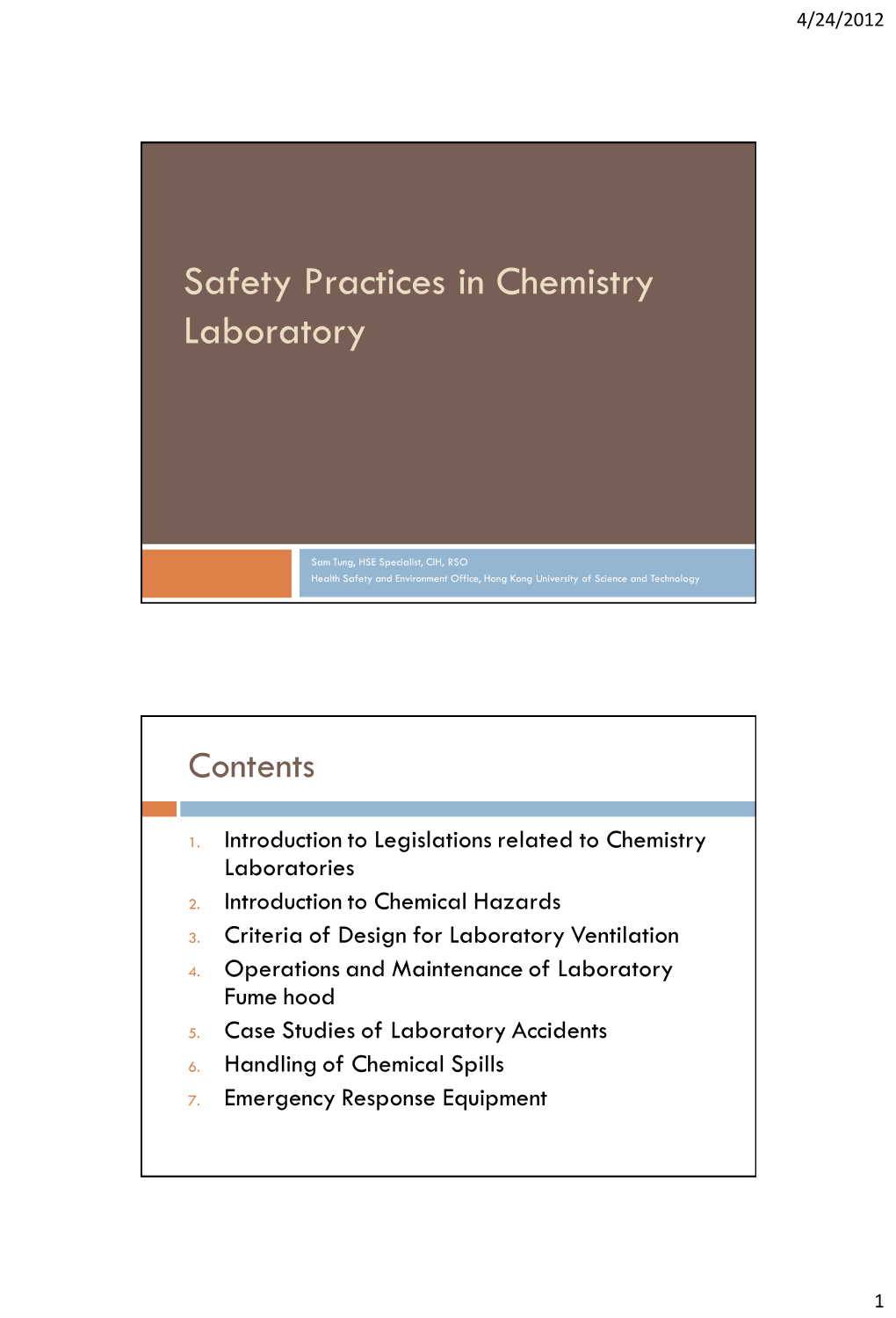 Safety Practices in Chemistry Laboratories