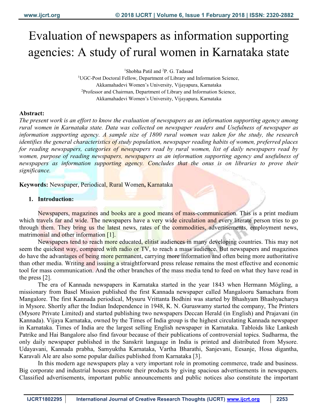 A Study of Rural Women in Karnataka State