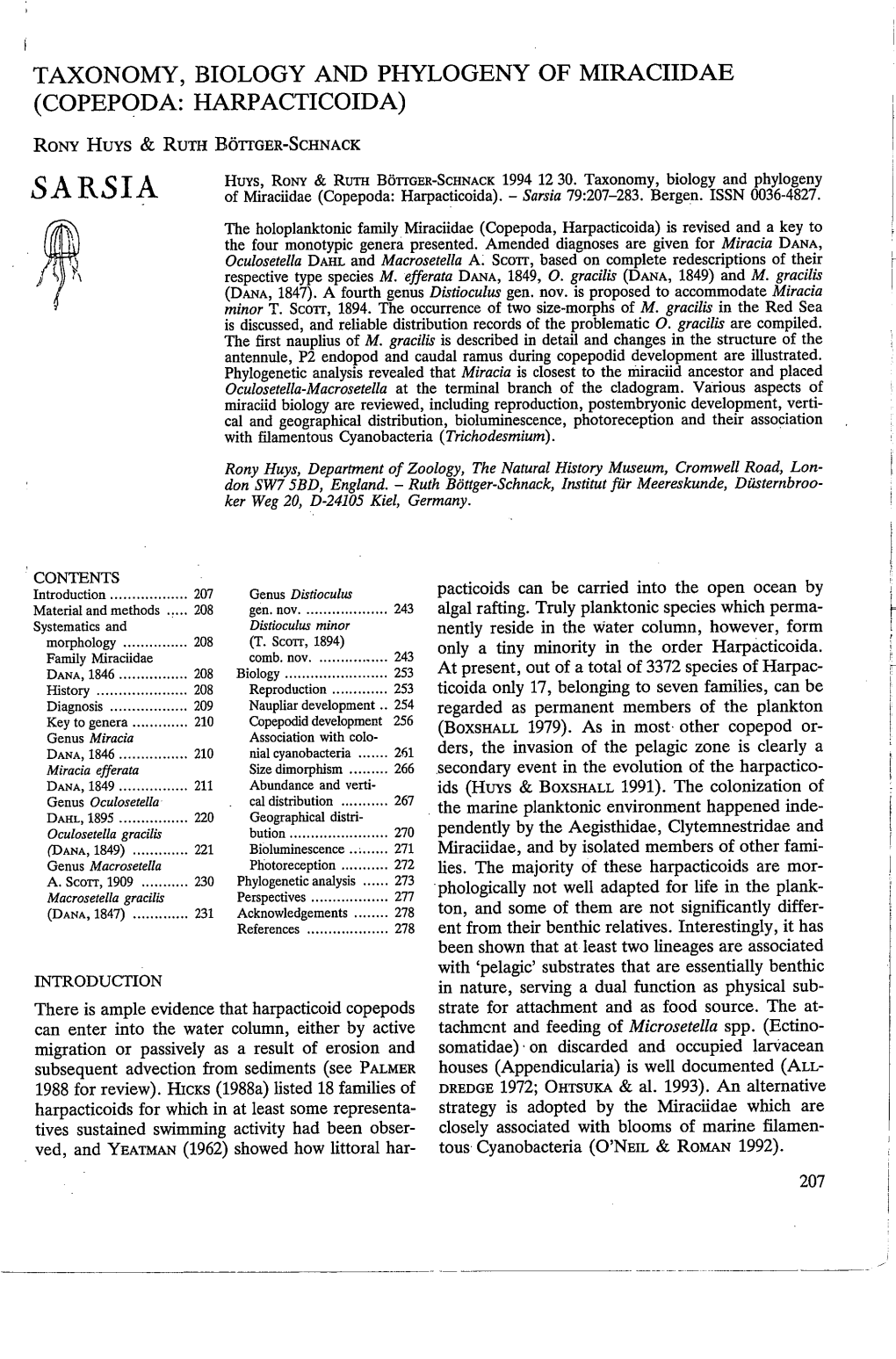 Taxonomy, Biology and Phylogeny of Miraciidae (Copepoda: Harpacticoida)