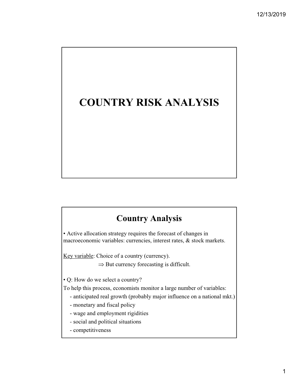 Country Risk Analysis