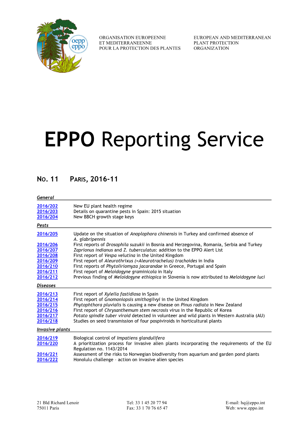 EPPO Reporting Service