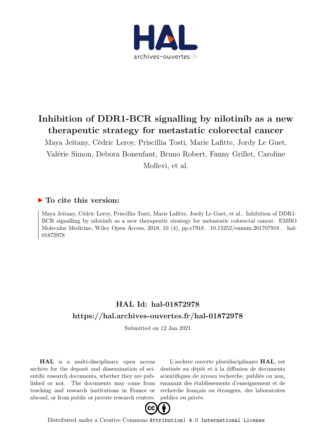 Inhibition of DDR1-BCR Signalling by Nilotinib As a New Therapeutic