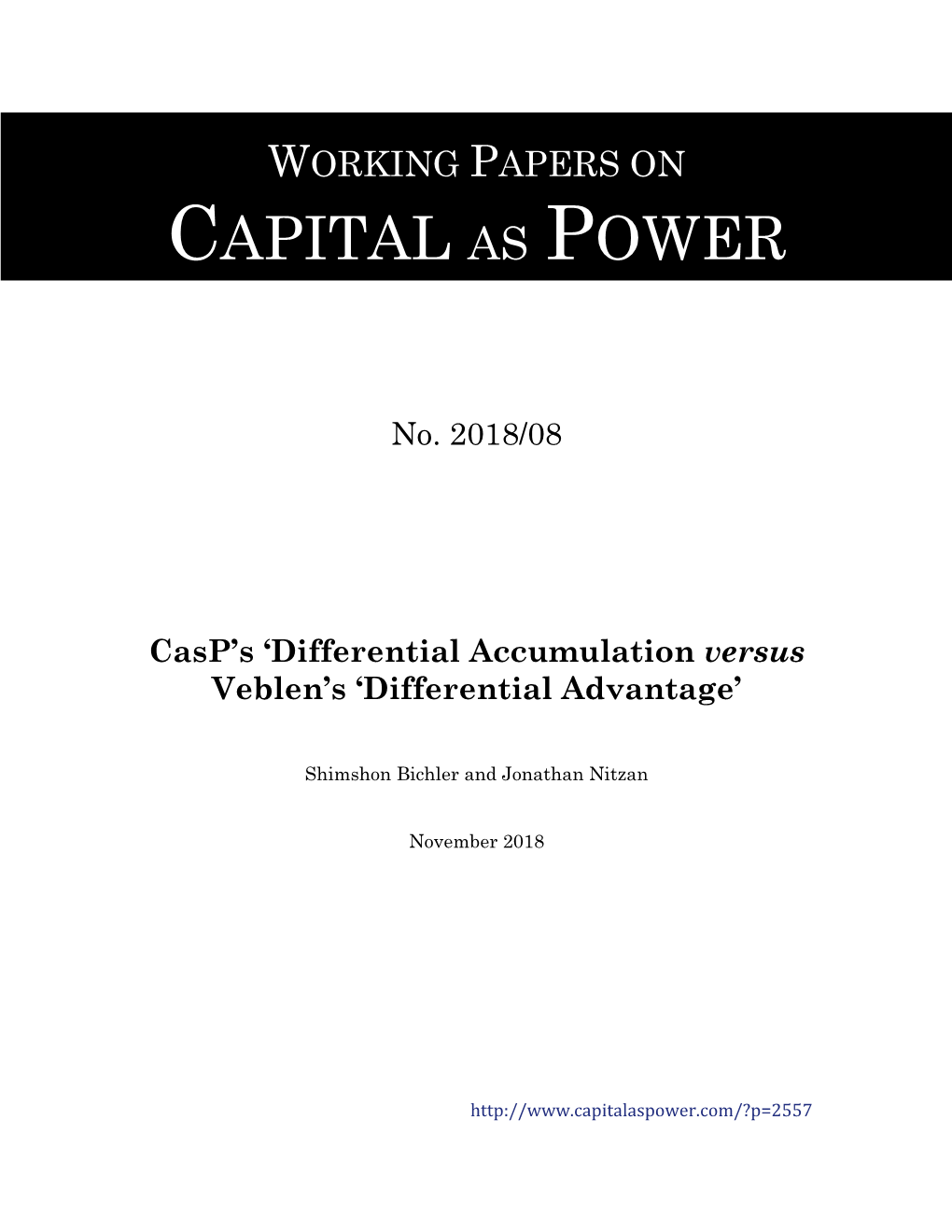 Casp's 'Differential Accumulation Versus Veblen's '
