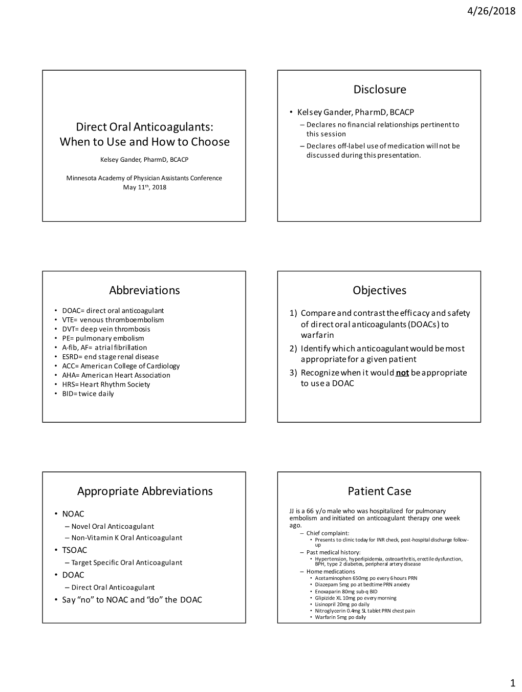 Oral Anticoagulants