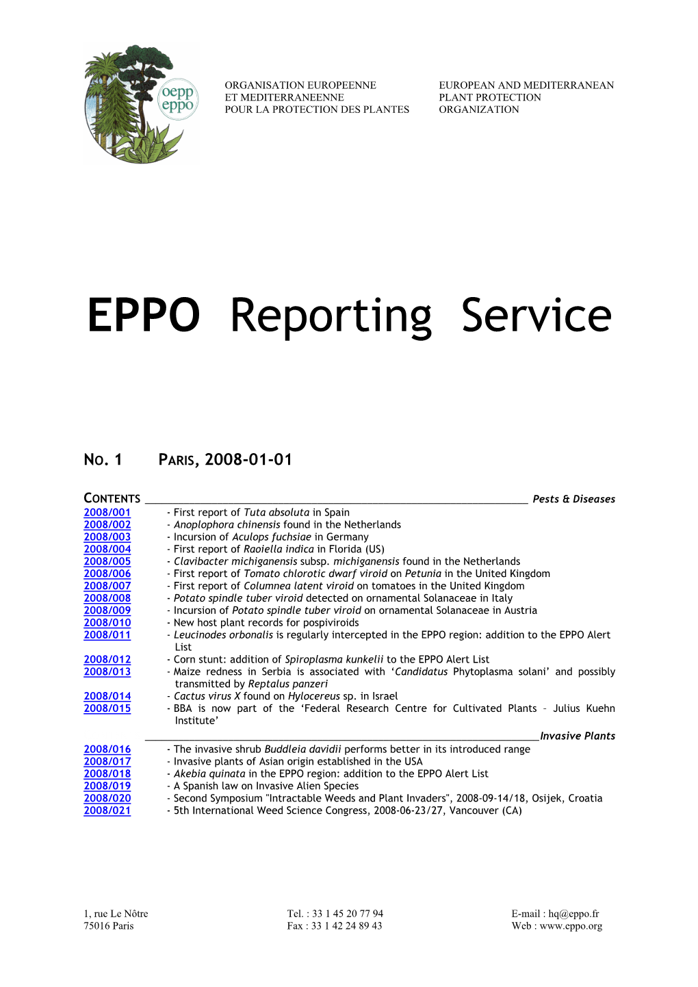 EPPO Reporting Service