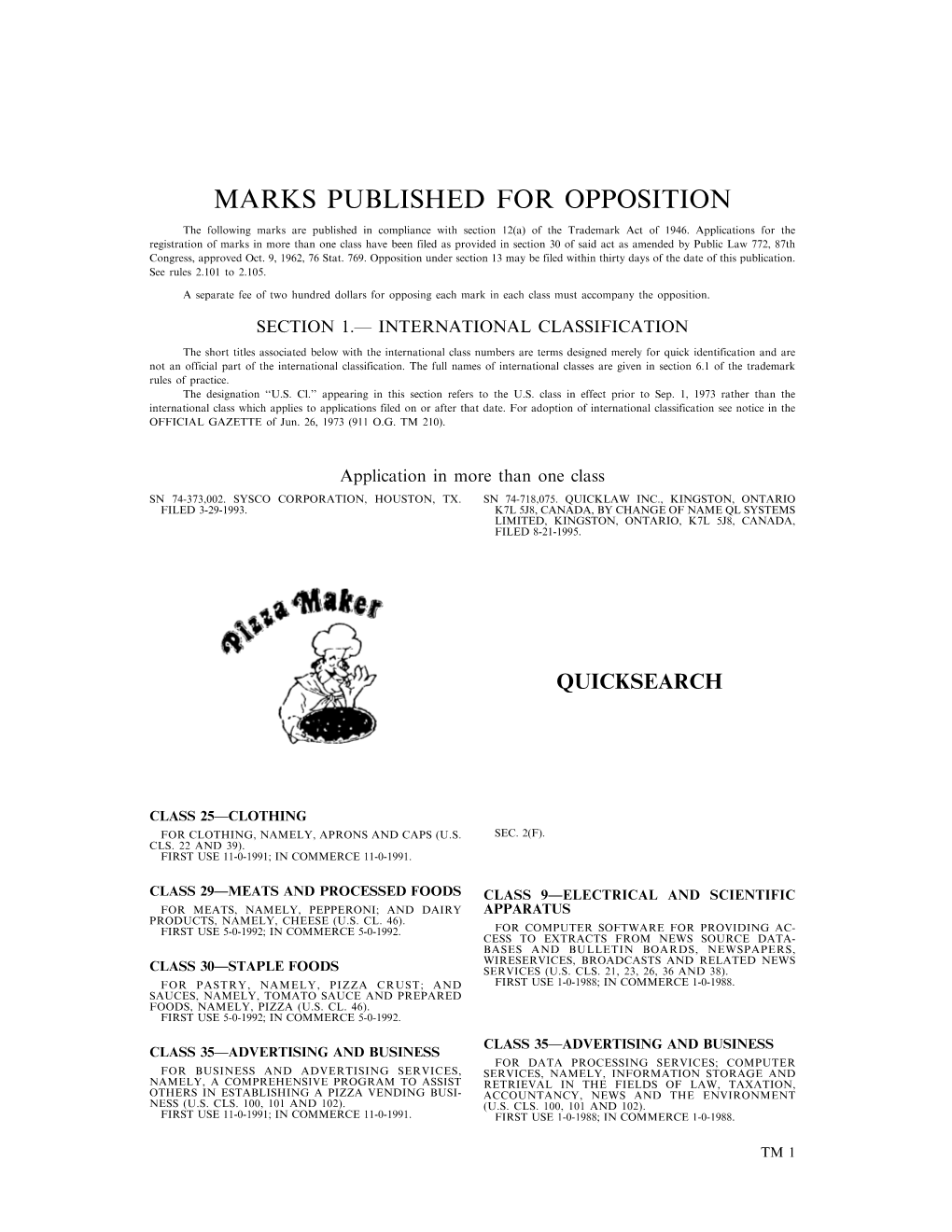 Marks Published for Opposition