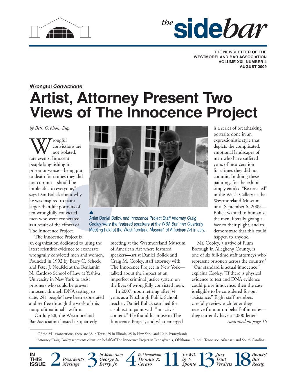 Artist, Attorney Present Two Views of the Innocence Project by Beth Orbison, Esq