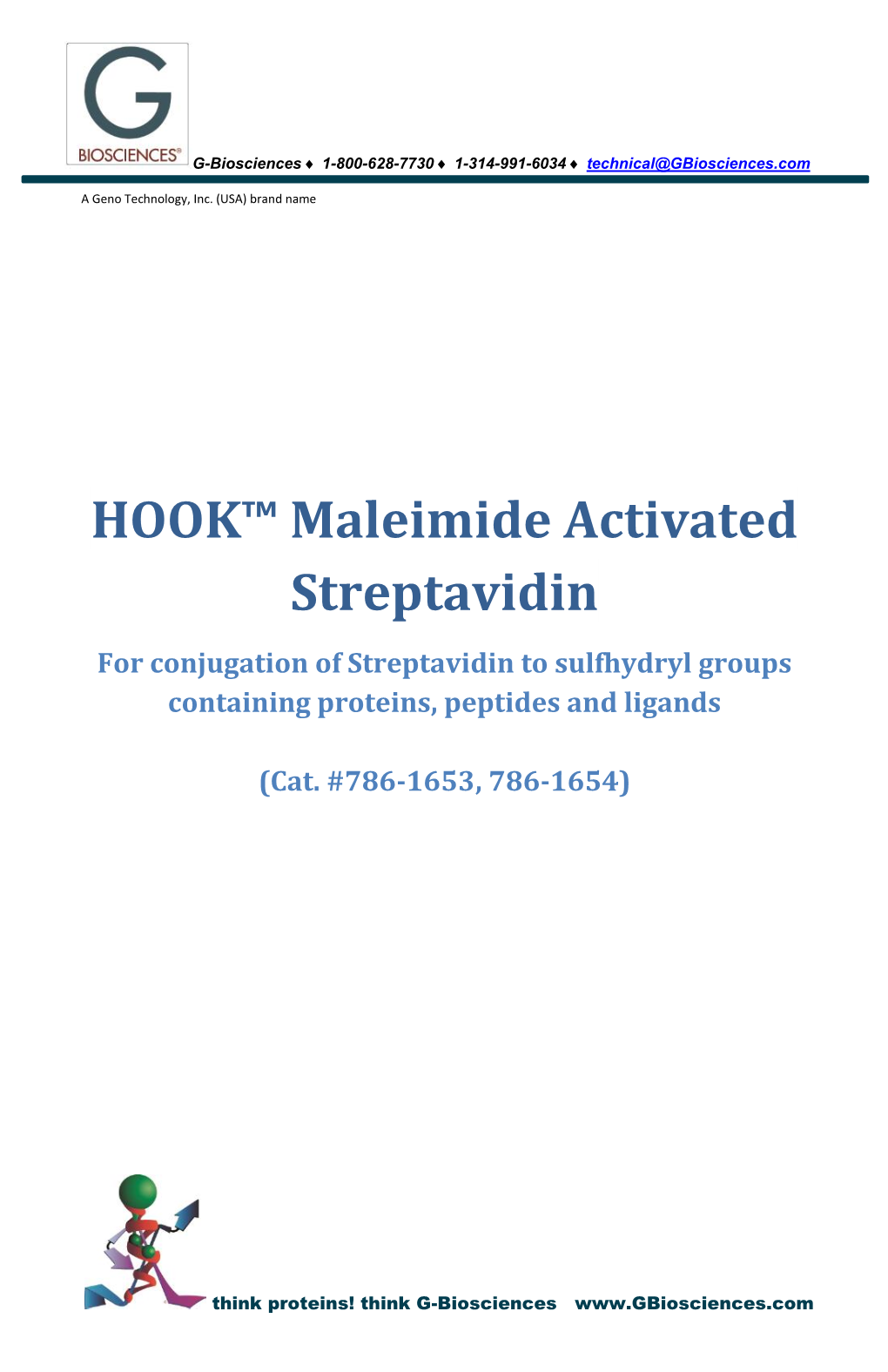 HOOK™ Maleimide Activated Streptavidin for Conjugation of Streptavidin to Sulfhydryl Groups Containing Proteins, Peptides and Ligands