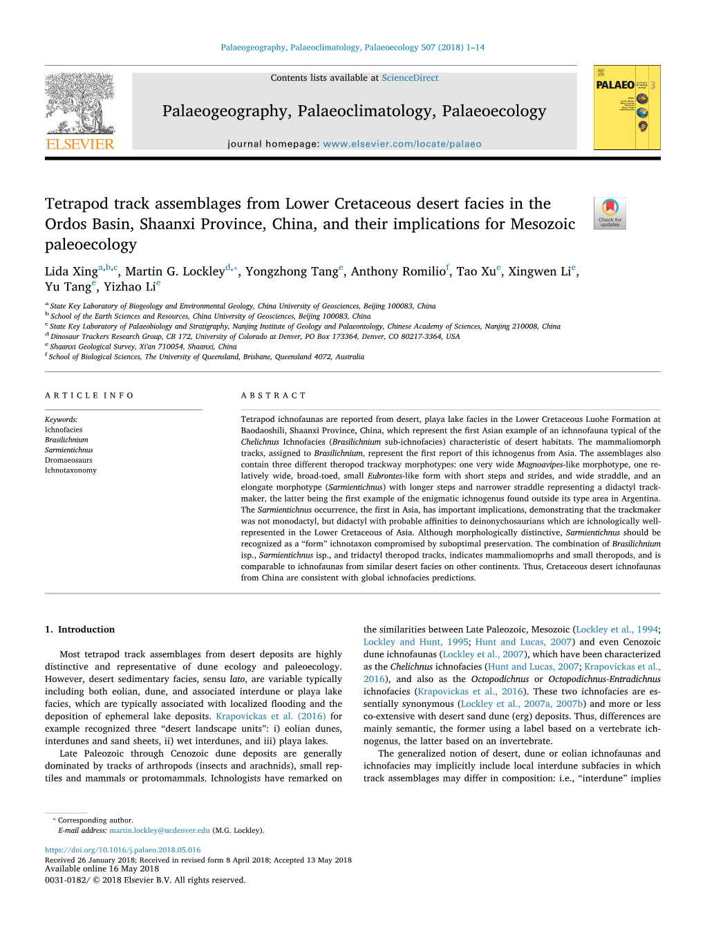 Tetrapod Track Assemblages from Lower Cretaceous Desert Facies In