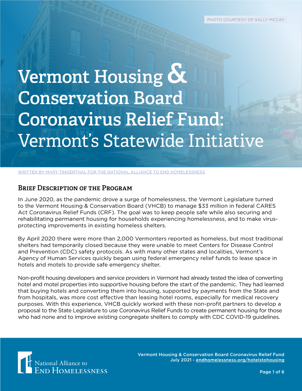 Vermont Housing & Conservation Board Coronavirus Relief Fund