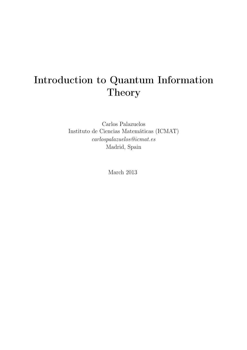 Introduction to Quantum Information Theory