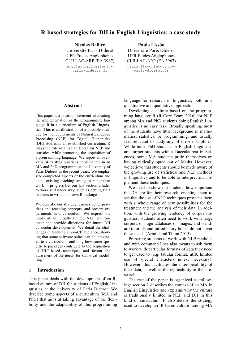 R-Based Strategies for DH in English Linguistics: a Case Study