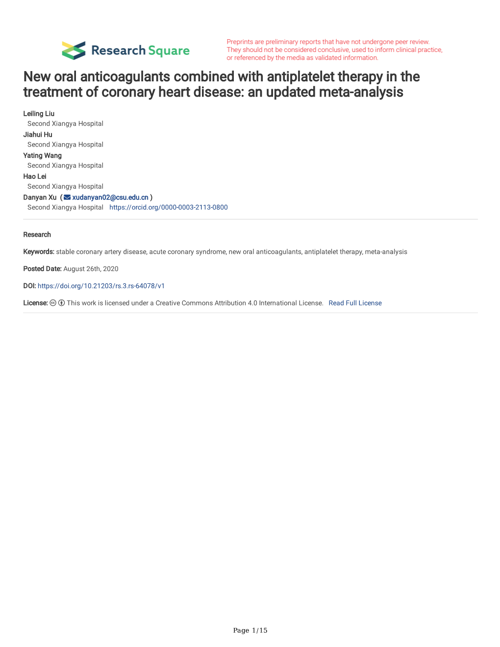 New Oral Anticoagulants Combined with Antiplatelet Therapy in the Treatment of Coronary Heart Disease: an Updated Meta-Analysis