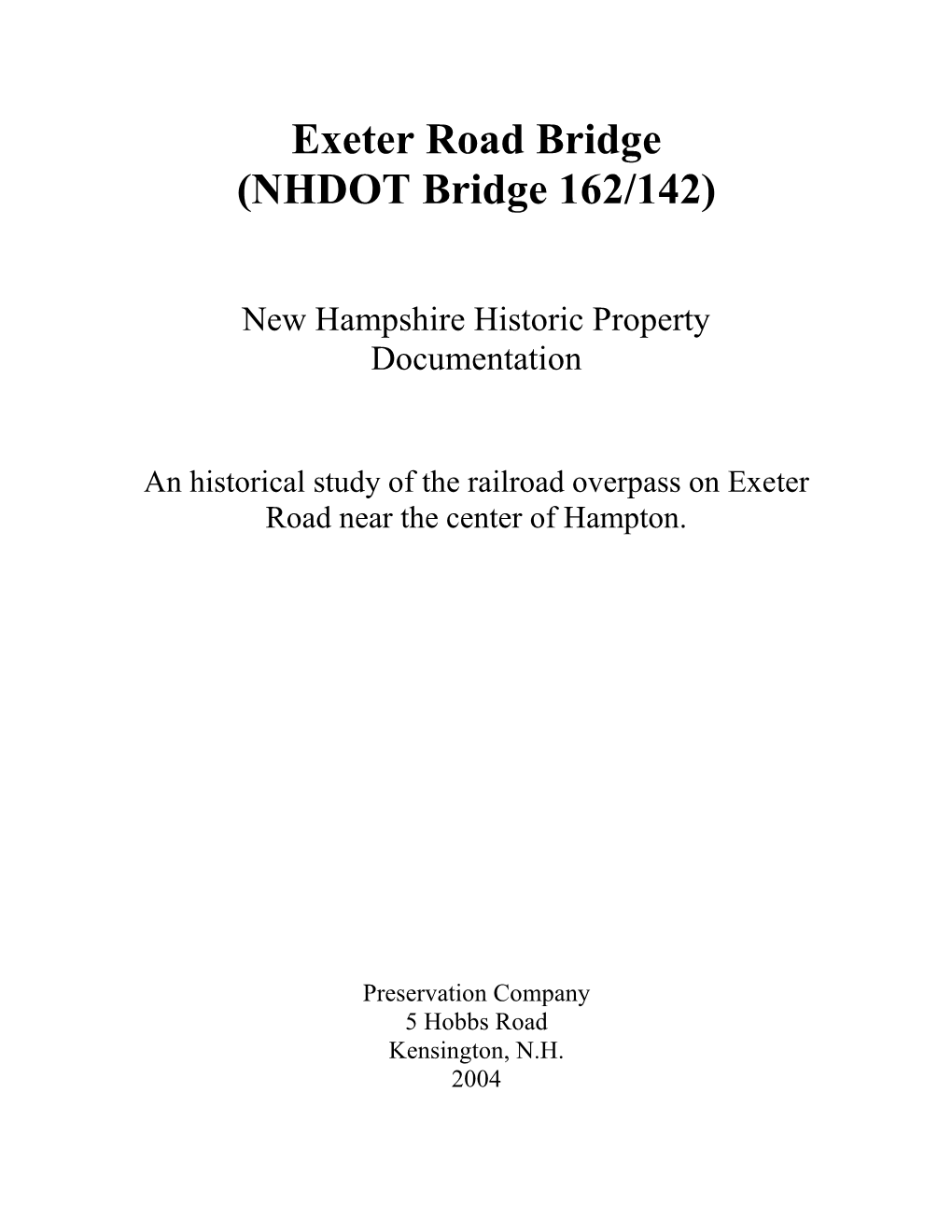 Exeter Road Bridge (NHDOT Bridge 162/142)