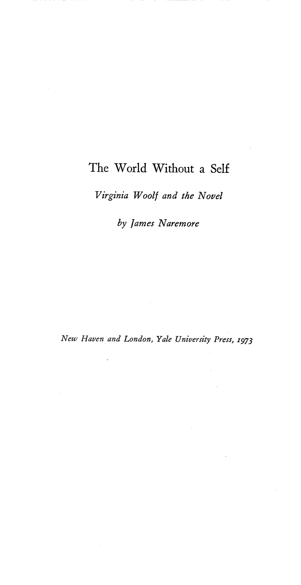 The World Without a Self