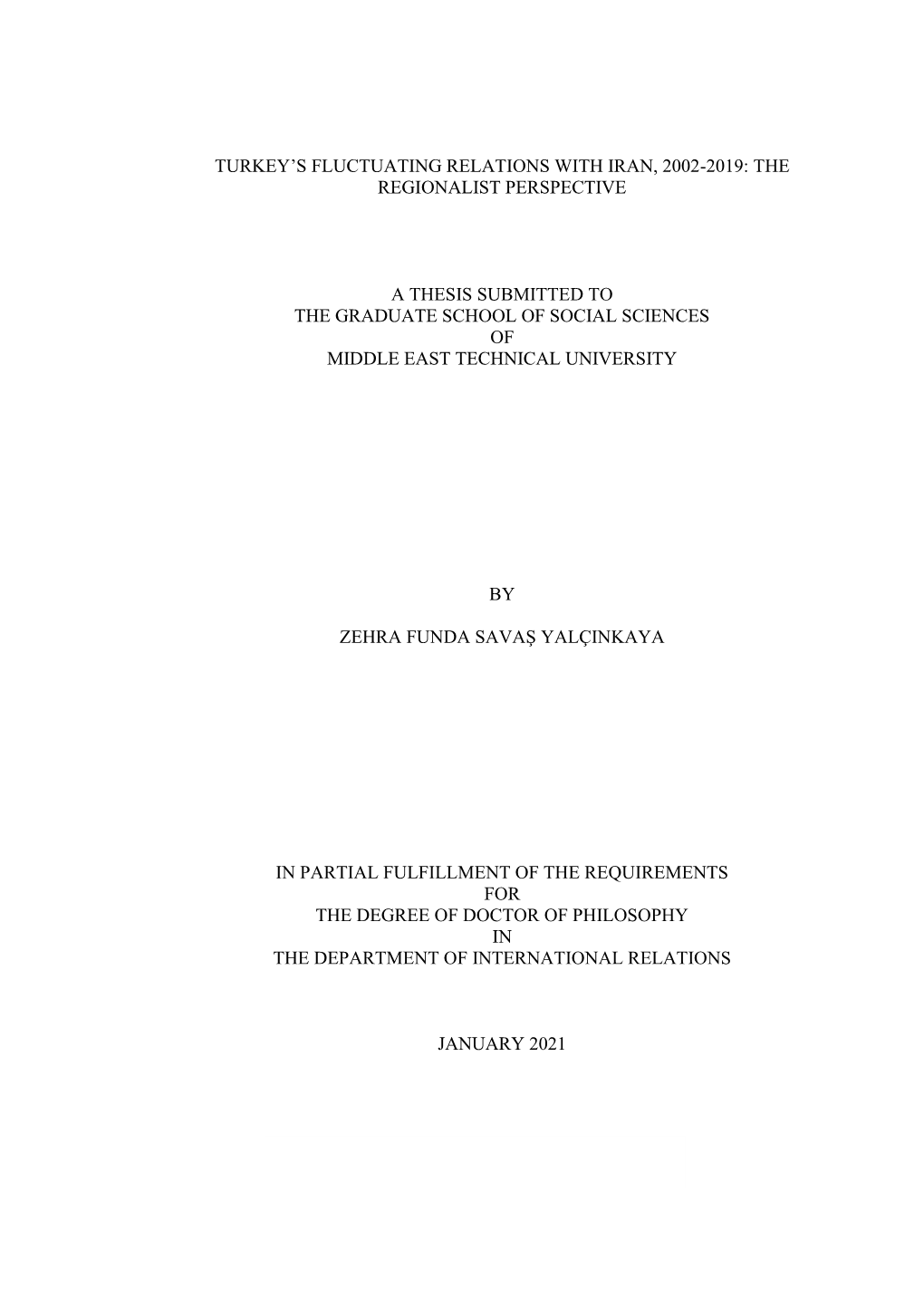 The Regionalist Perspective a Thesis Submitted