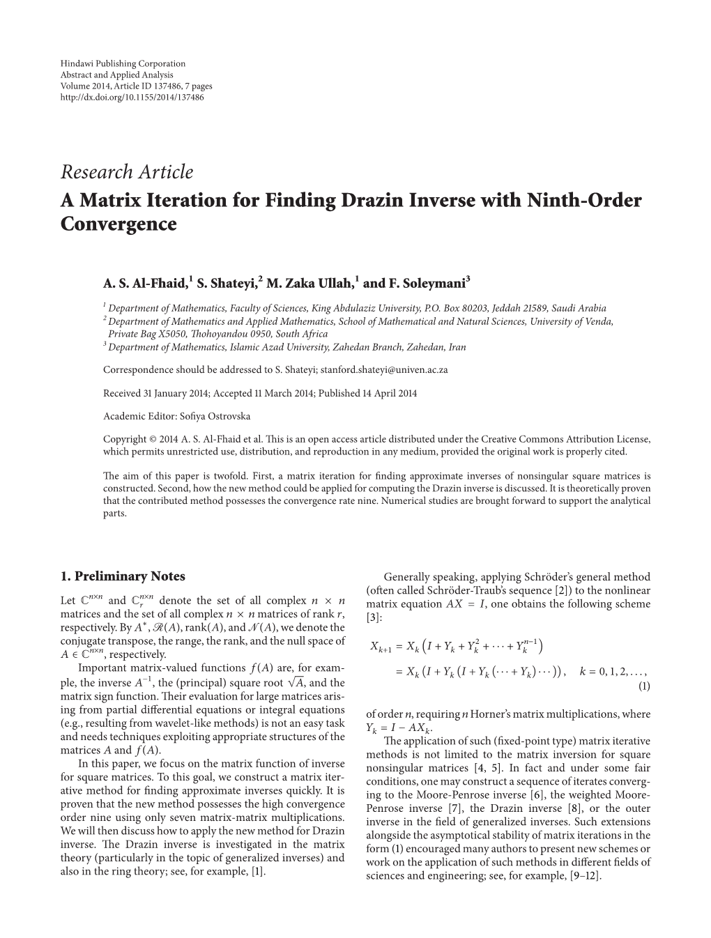 A Matrix Iteration for Finding Drazin Inverse with Ninth-Order Convergence