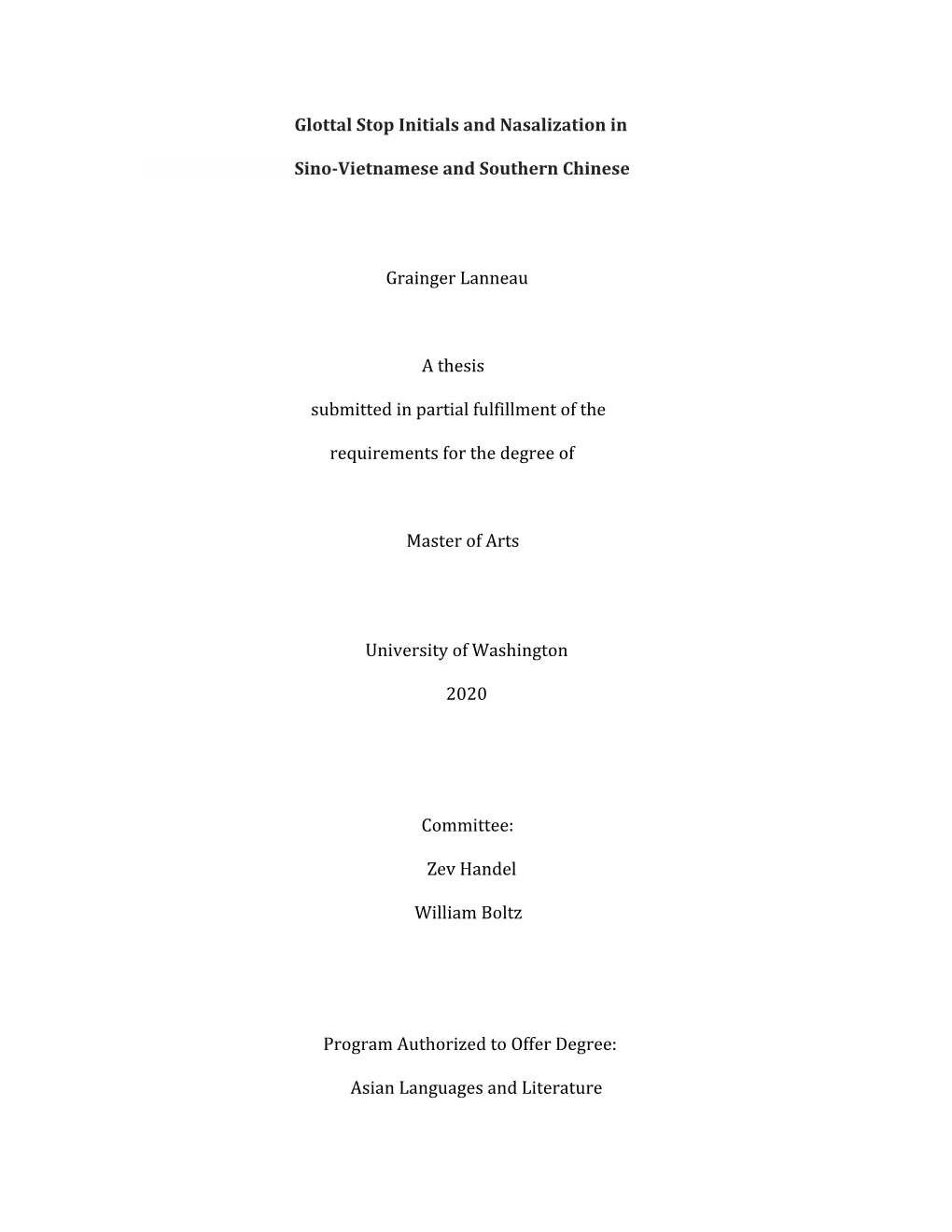 Glottal Stop Initials and Nasalization in Sino-Vietnamese and Southern Chinese