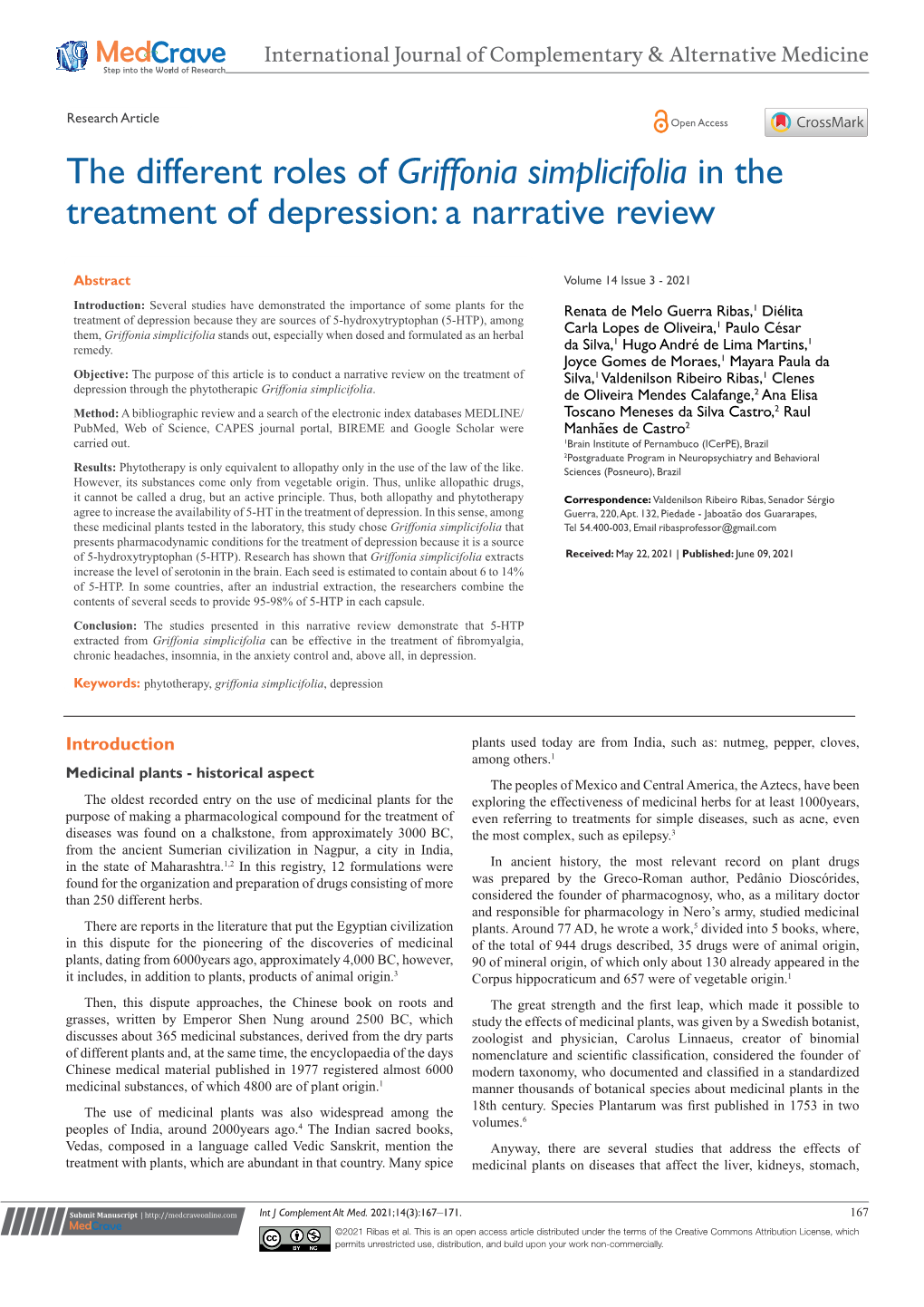 Griffonia Simplicifolia in the Treatment of Depression: a Narrative Review