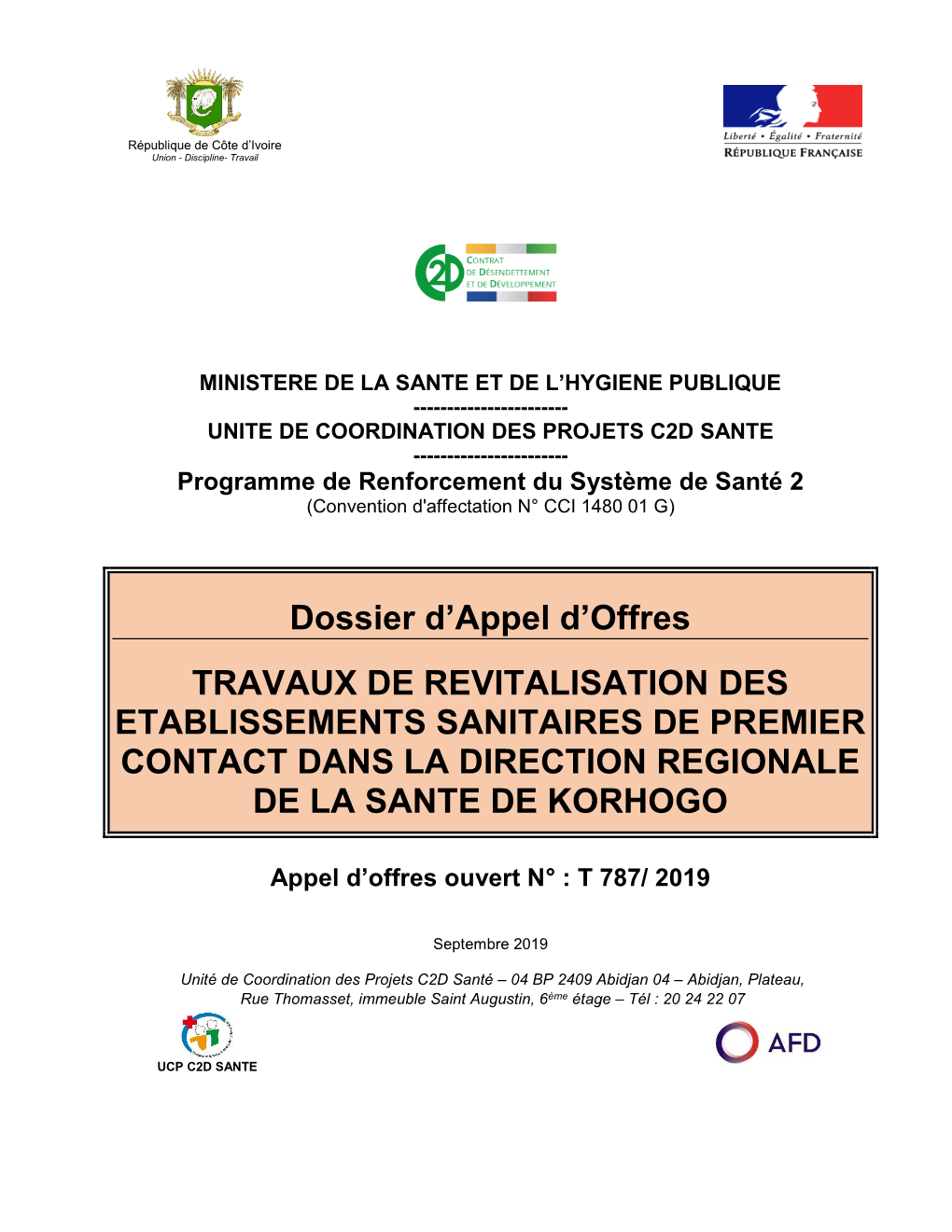 Dossier D'appel D'offres TRAVAUX DE REVITALISATION DES