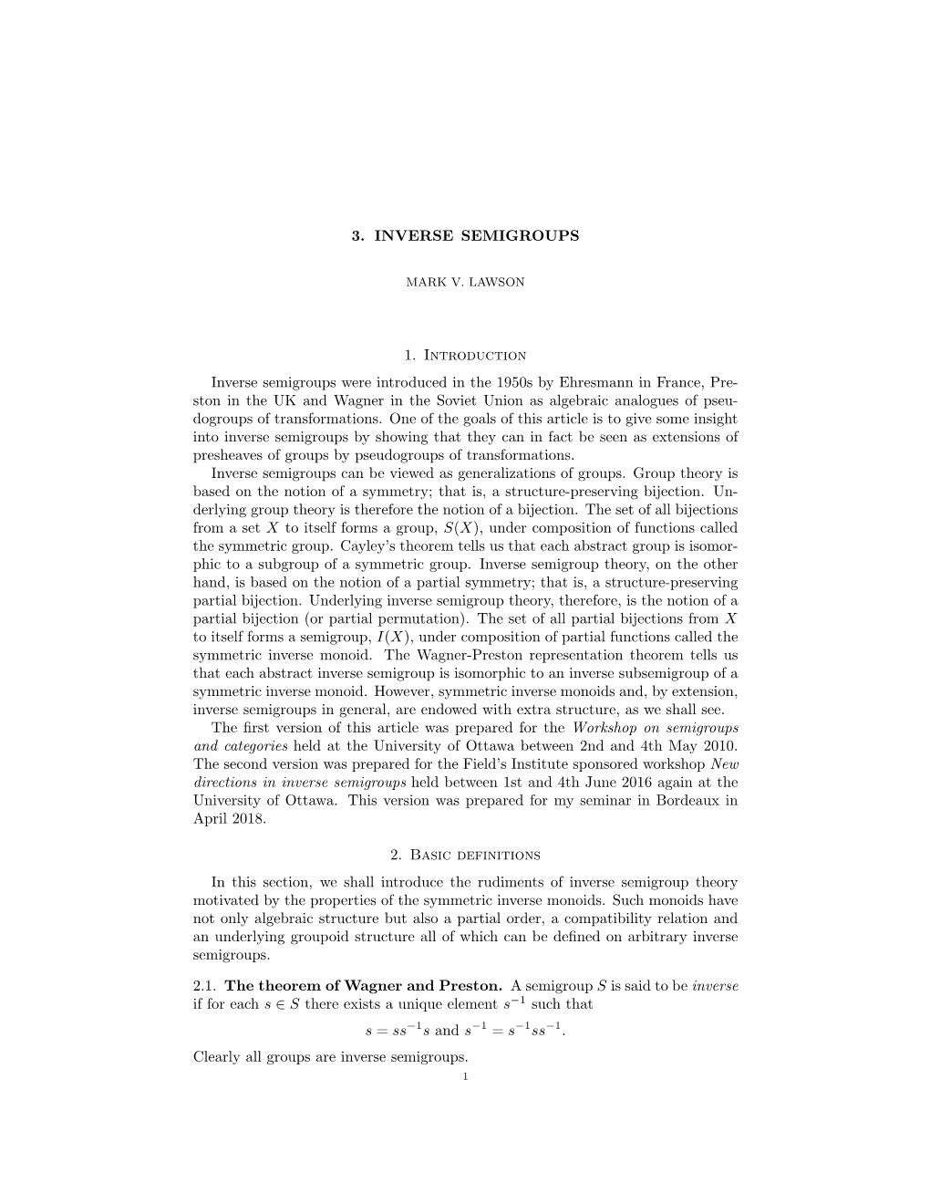 3. Inverse Semigroups