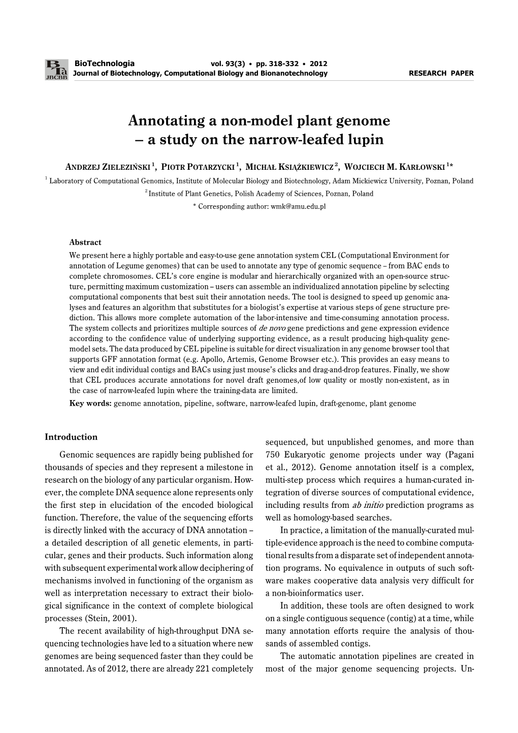 Annotating a Non-Model Plant Genome – a Study on the Narrow-Leafed Lupin