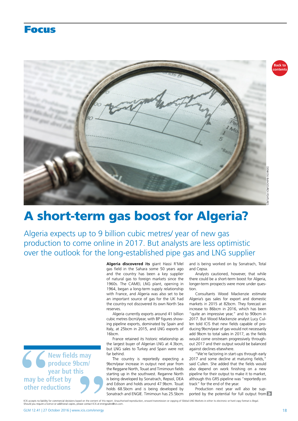 A Short-Term Gas Boost for Algeria? Algeria Expects up to 9 Billion Cubic Metres/ Year of New Gas Production to Come Online in 2017