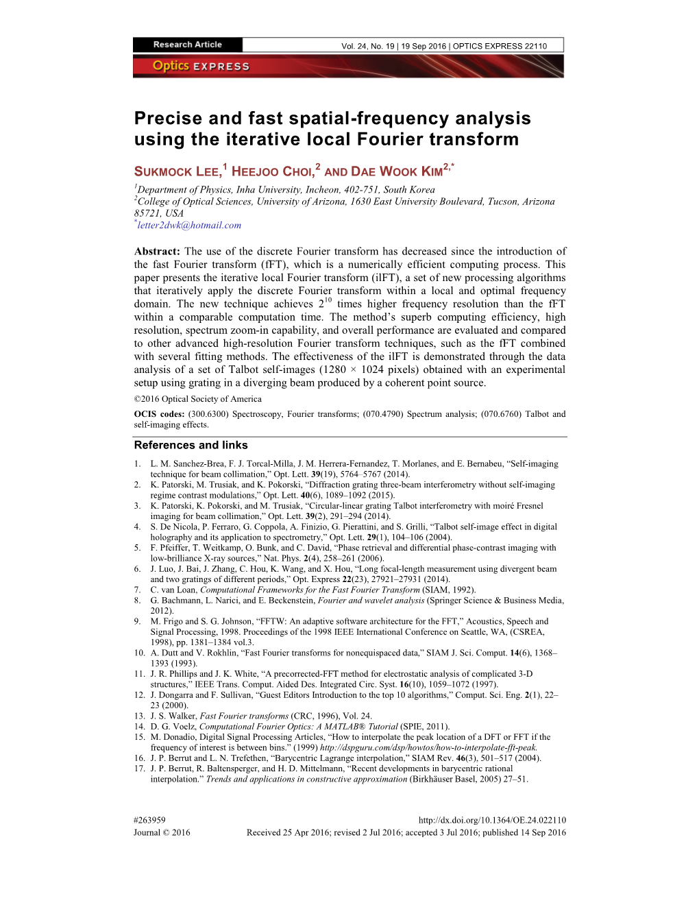 Precise and Fast Spatial-Frequency Analysis Using the Iterative Local Fourier Transform