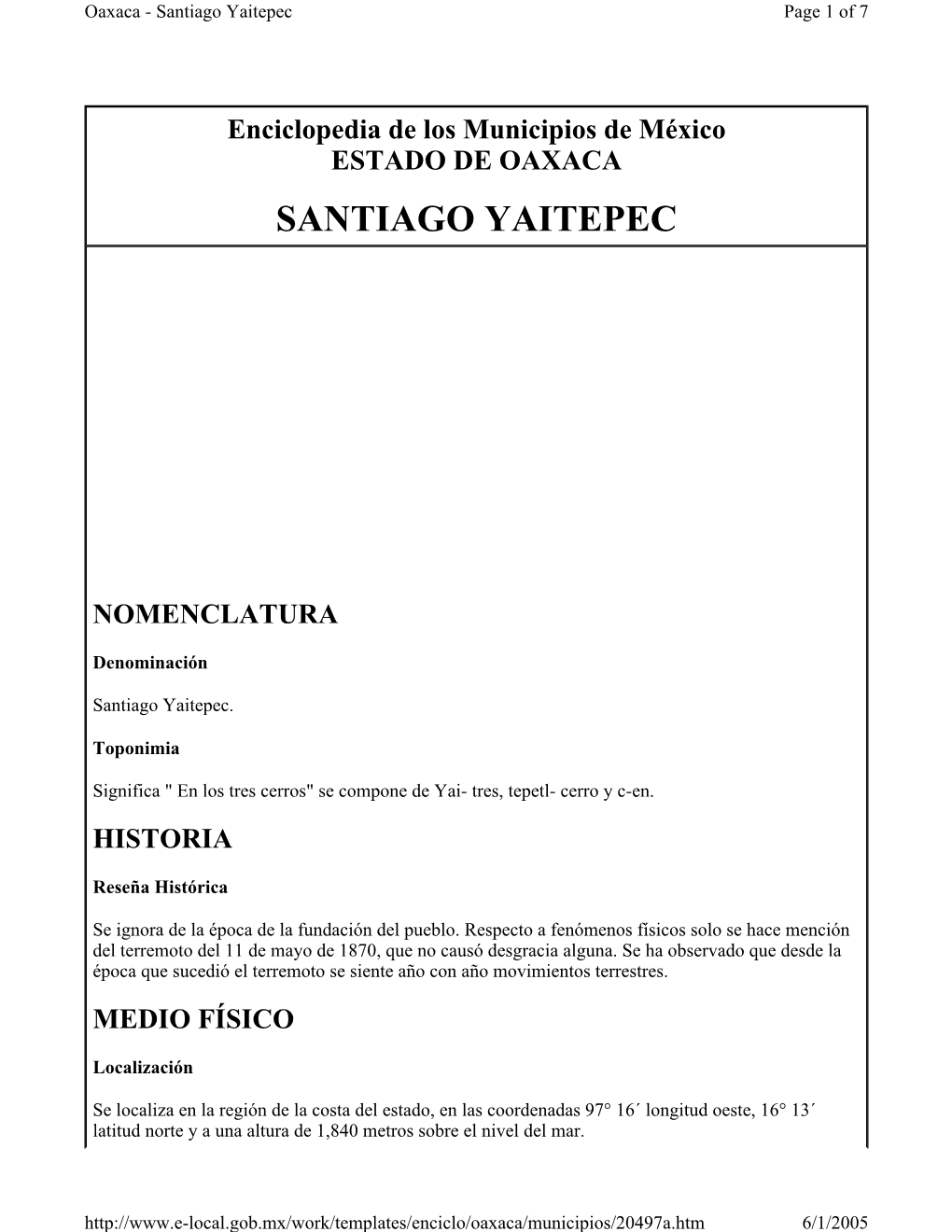 Santiago Yaitepec Page 1 of 7
