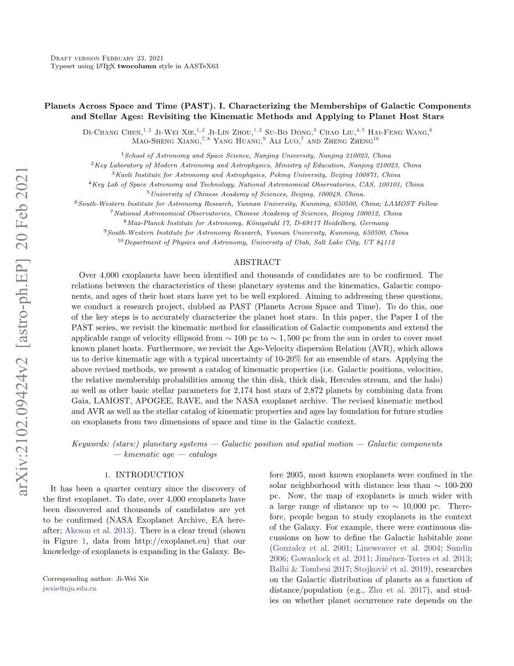 Arxiv:2102.09424V2 [Astro-Ph.EP] 20 Feb 2021 the ﬁrst Exoplanet