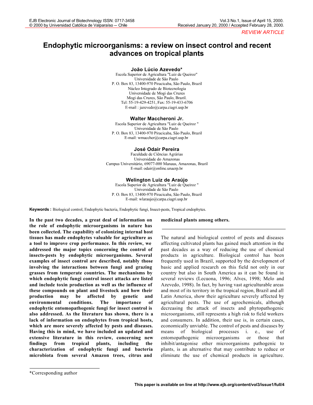 A Review on Insect Control and Recent Advances on Tropical Plants