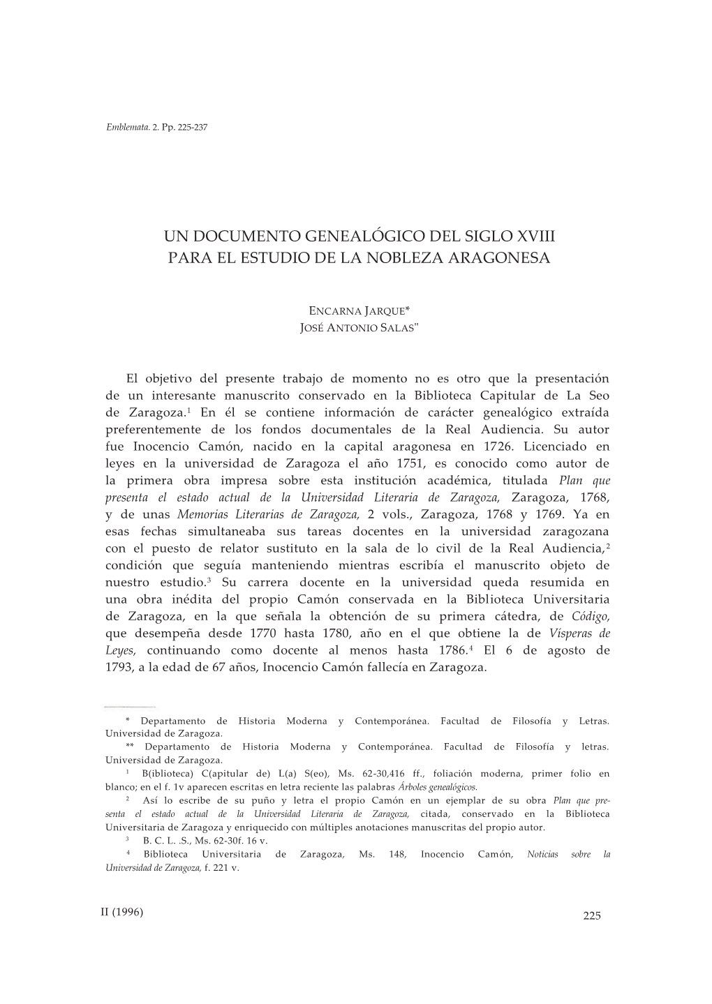 10. Un Documento Genealógico Del Siglo XVIII Para El Estudio De La