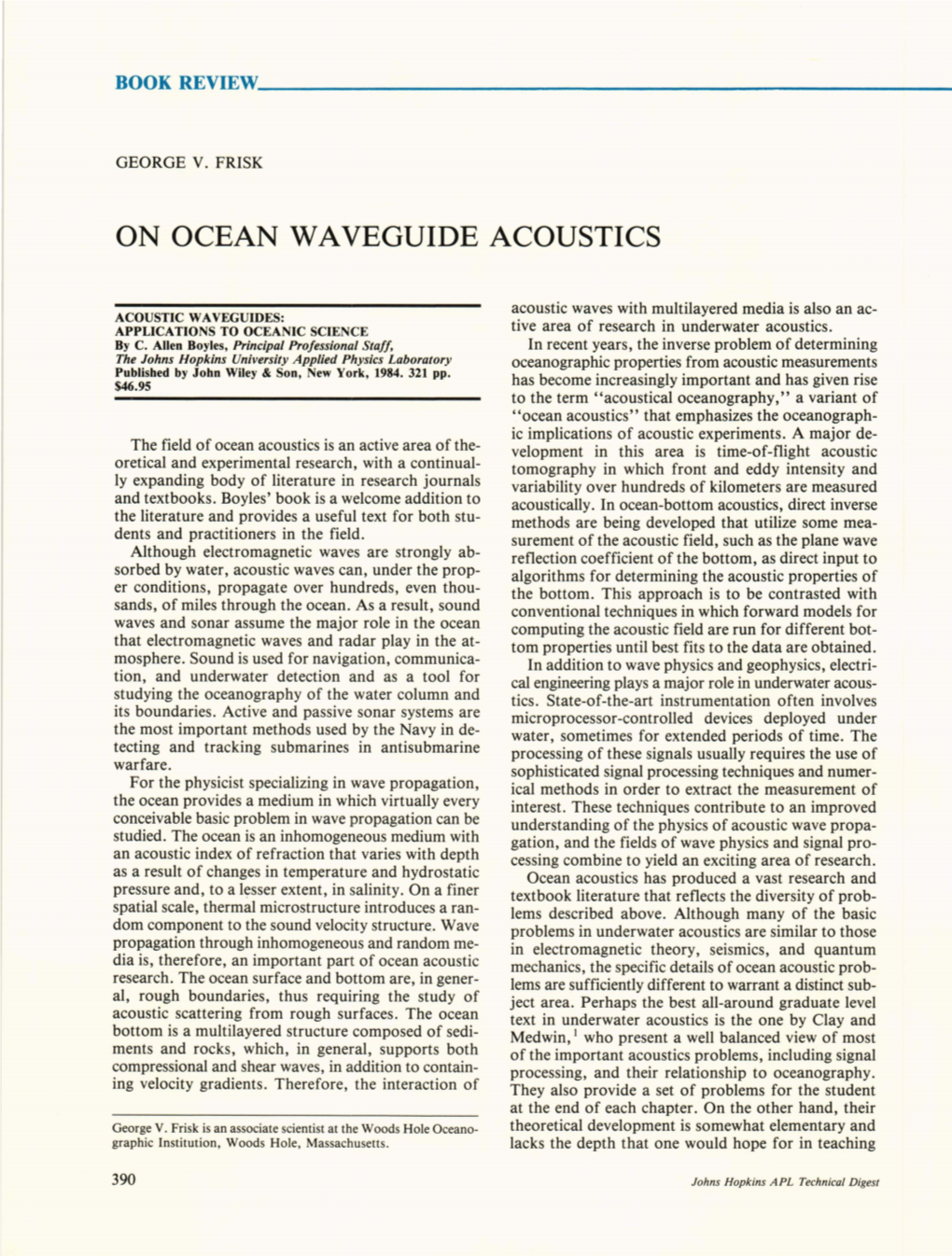 On Ocean Waveguide Acoustics