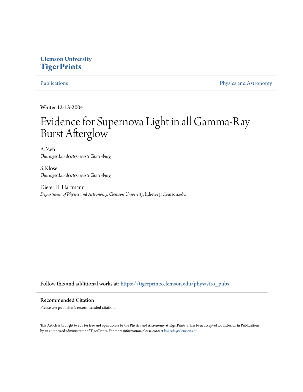 Evidence for Supernova Light in All Gamma-Ray Burst Afterglow A