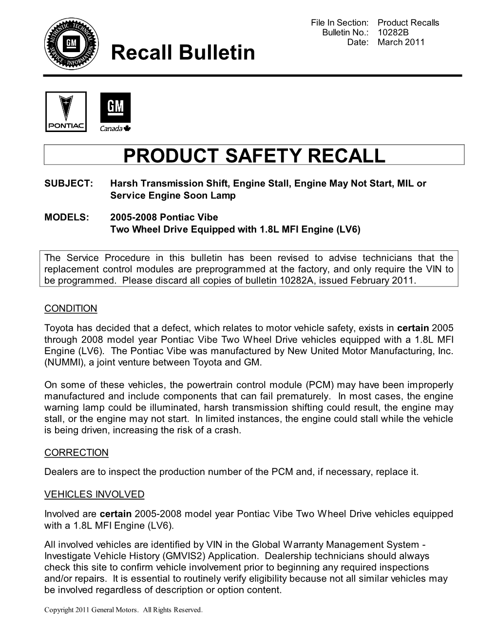 Recall Bulletin