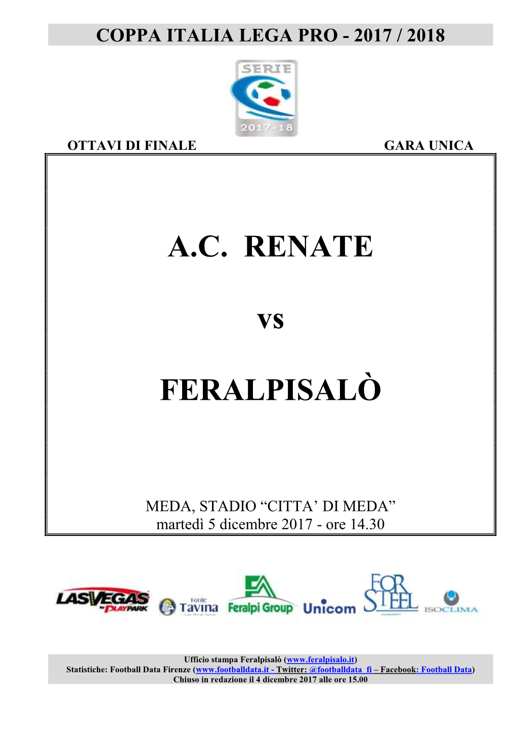 A.C. RENATE Vs FERALPISALÒ