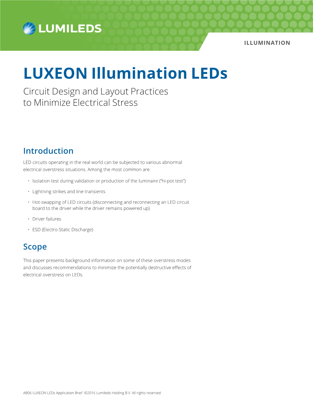 LUXEON Illumination Leds Circuit Design and Layout Practices to Minimize Electrical Stress