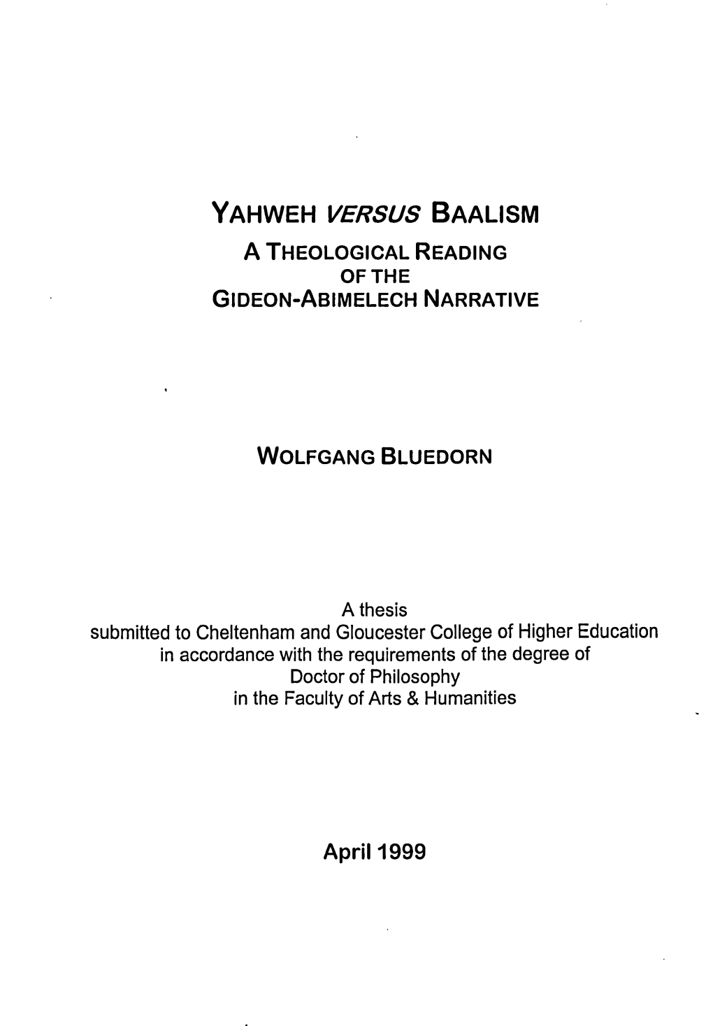 A Theological Reading of the Gideon-Abimelech Narrative