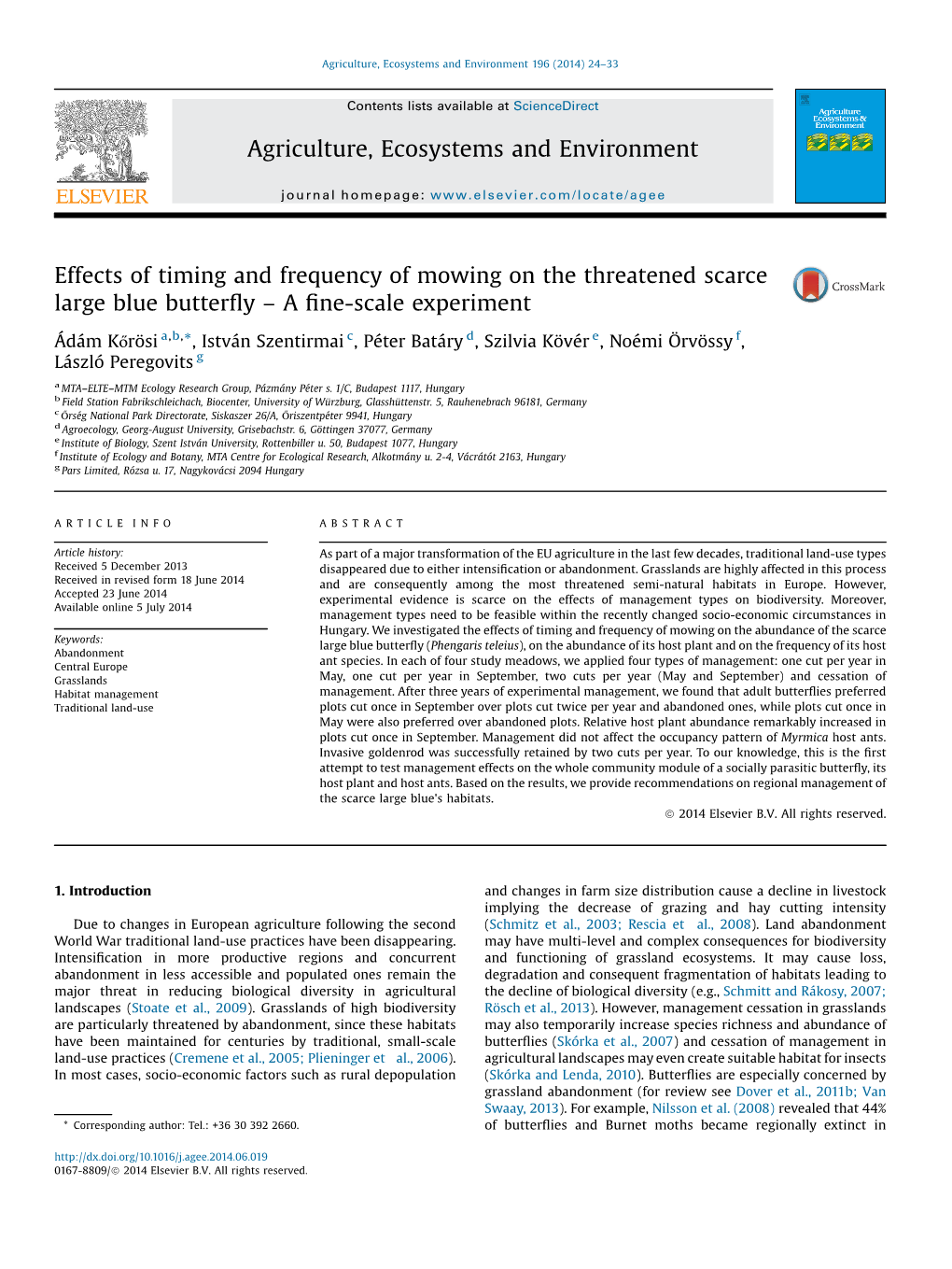 Effects of Timing and Frequency of Mowing on the Threatened Scarce