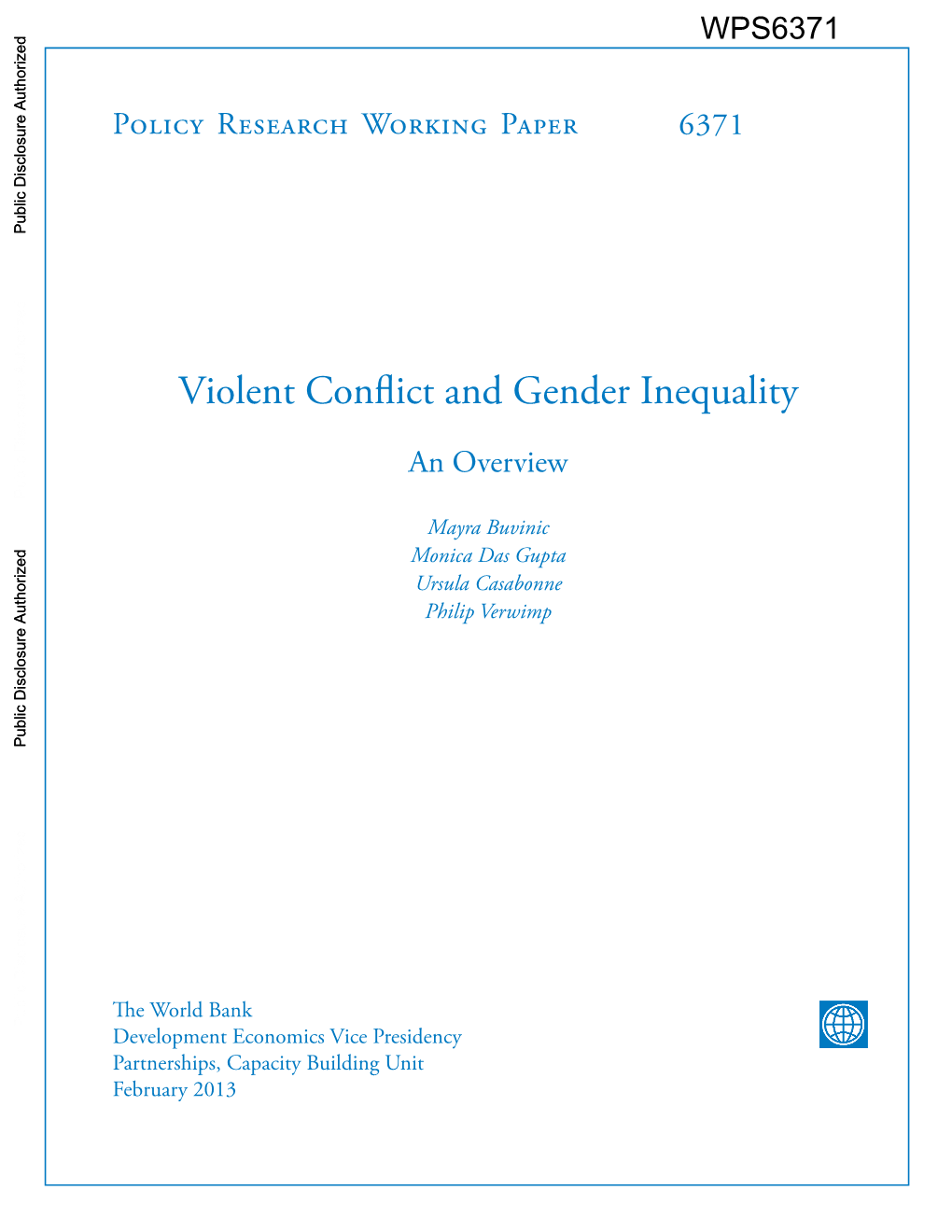 Violent Conflict and Gender Inequality