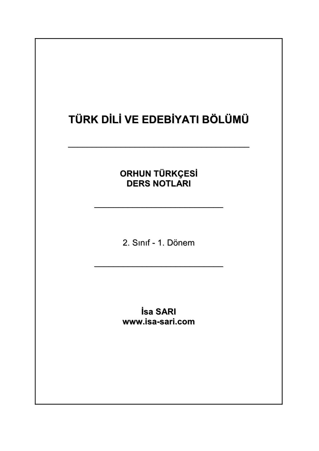Orhun Türkçesi Ders Notlari