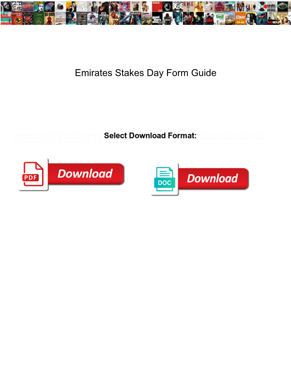 Emirates Stakes Day Form Guide