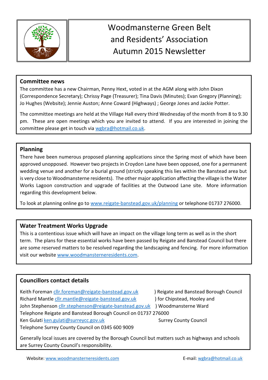 Woodmansterne Green Belt and Residents' Association Autumn