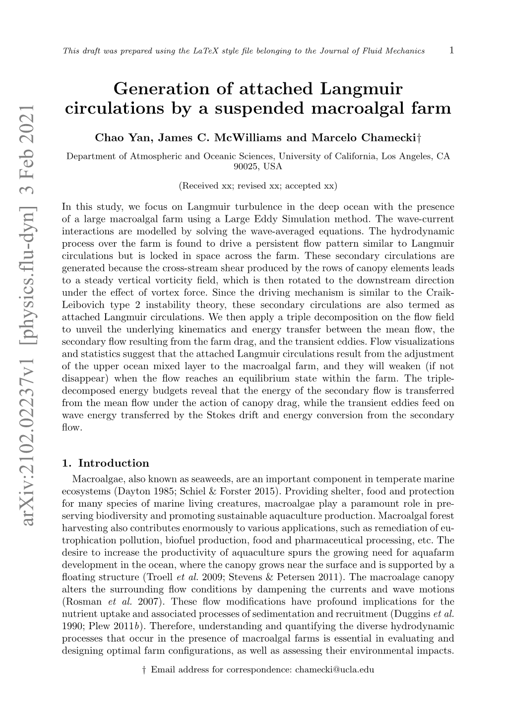 Generation of Attached Langmuir Circulations by a Suspended Macroalgal Farm